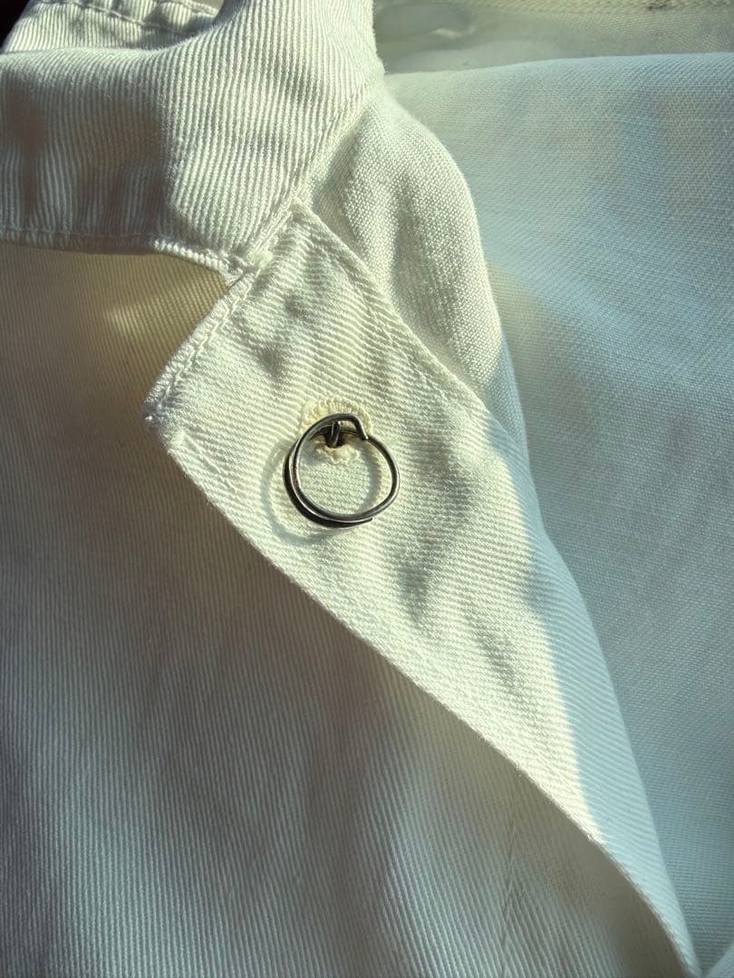 【30s】美品 激レア 機関車ボタン ホワイトカバーオール ドリル生地