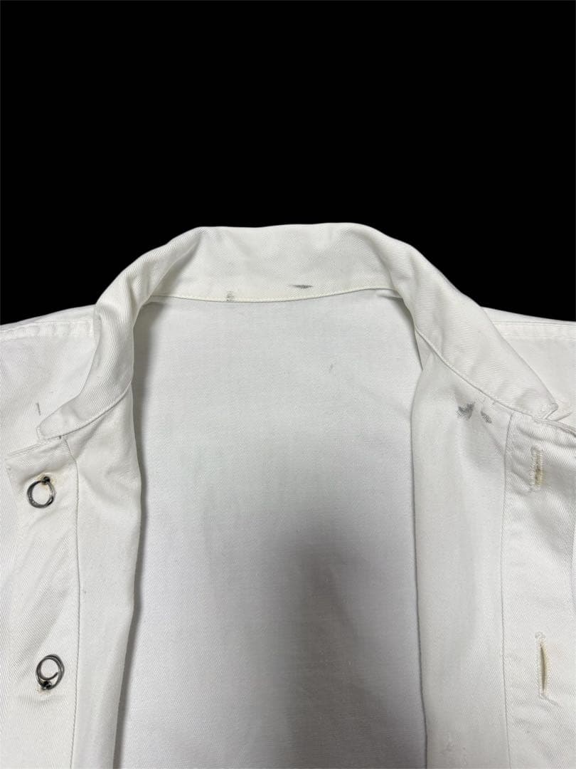 【30s】美品 激レア 機関車ボタン ホワイトカバーオール ドリル生地