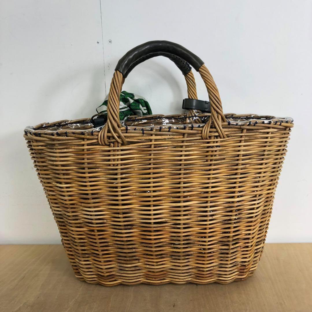 美品 eb・a・gosエバゴス かごバッグ スカーフ ミラー 付き レザー