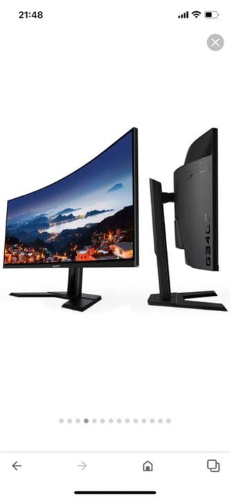 オシャレゲーミングモニター　曲　ギガバイト モニター g34