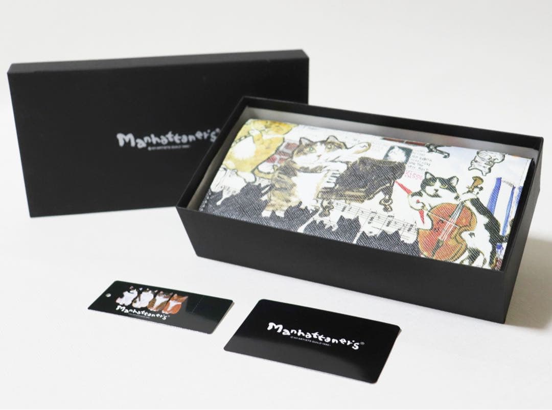 《マンハッタナーズ》箱付未使用【ミュージック、ミュージック】レザーかぶせ式長財布