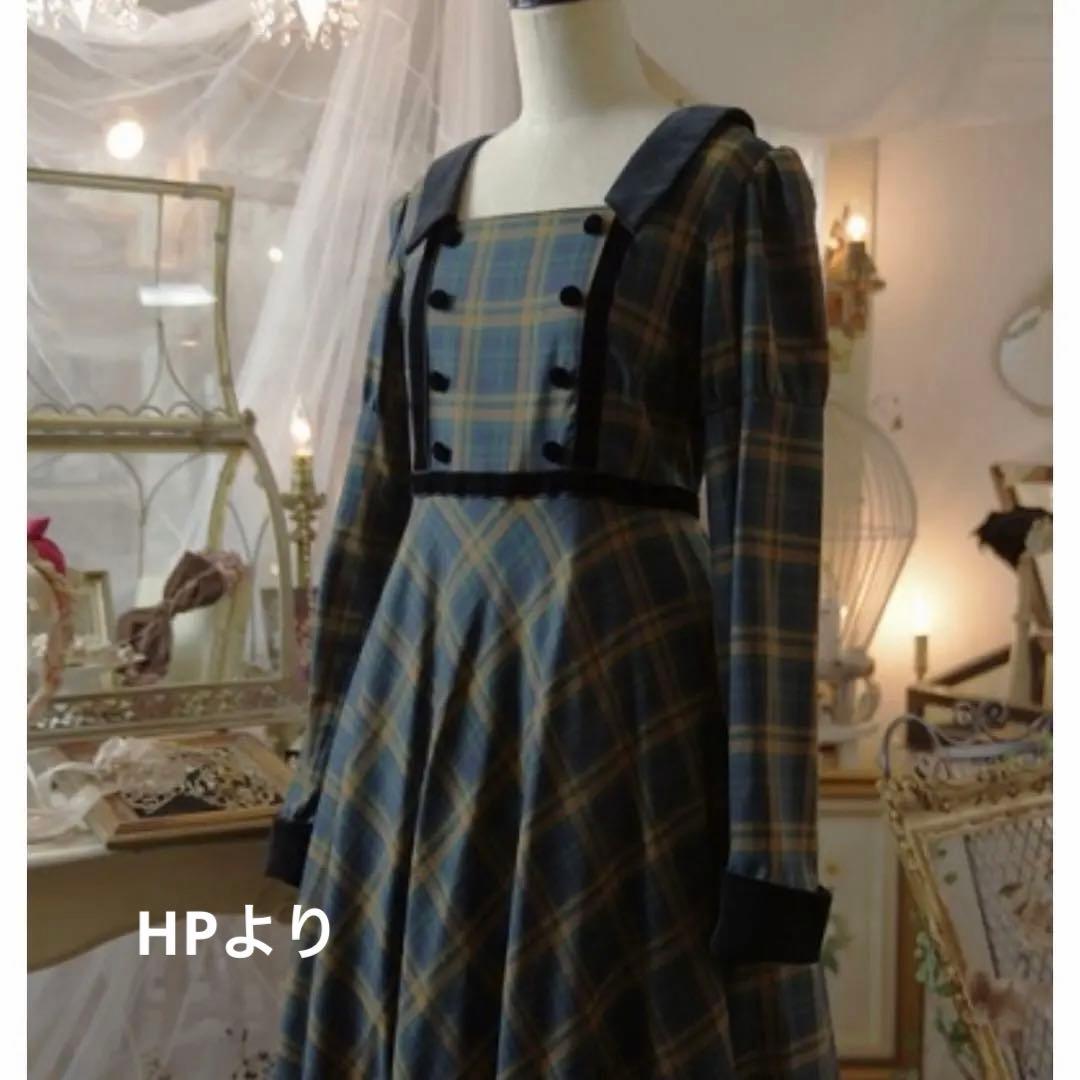 【美品】セラフィム＊ベルベット　グリーンチェックのワンピース