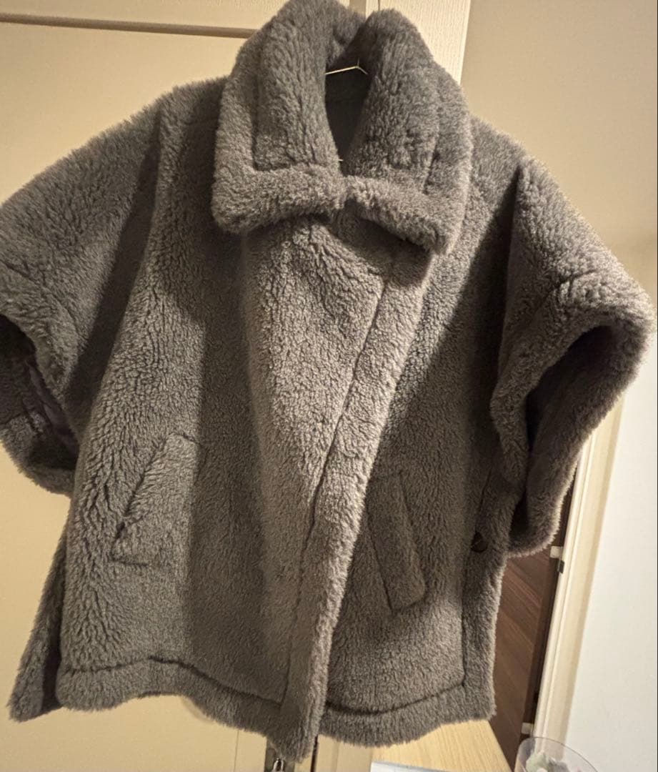 テディベア/ポンチョ/グレー/美品/LiLiRena/MaxMara好きオススメ