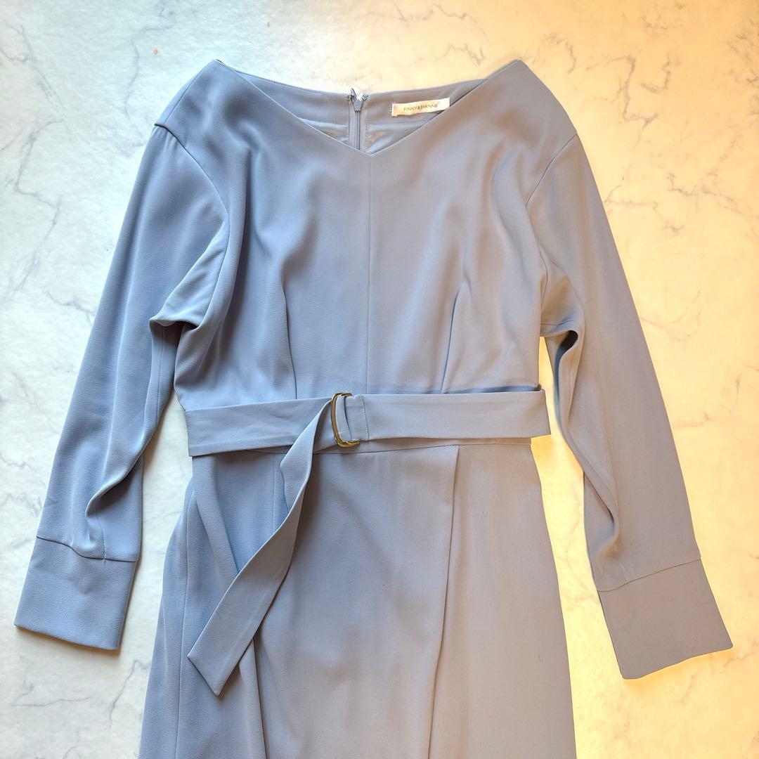 PINKY & DIANNE ダブルクロスアシンメトリーワンピース　ライトブルー