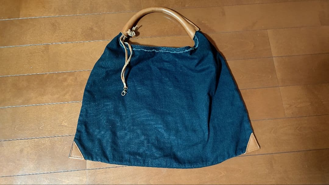 パラスパレス　トートバック　インディゴ　藍染　持ち手皮　台形