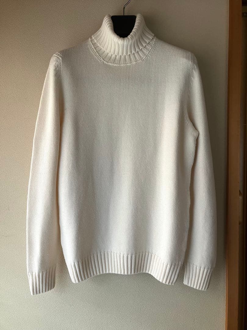 Drumohr メリノウール 8G タートルネックニット オフホワイト 46