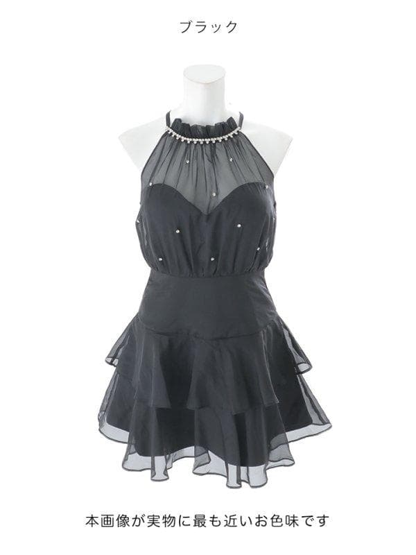 アメスリビジューティアードフレアワンピース　ブラック　Sサイズ