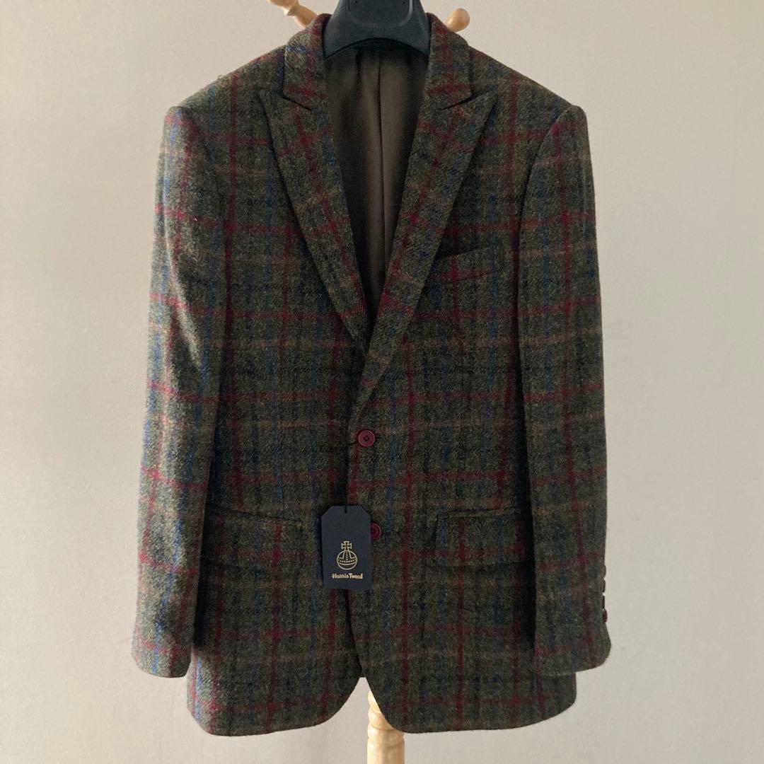 ※再値下げHARRIS TWEED ハリスツイード ウールチェックジャケット
