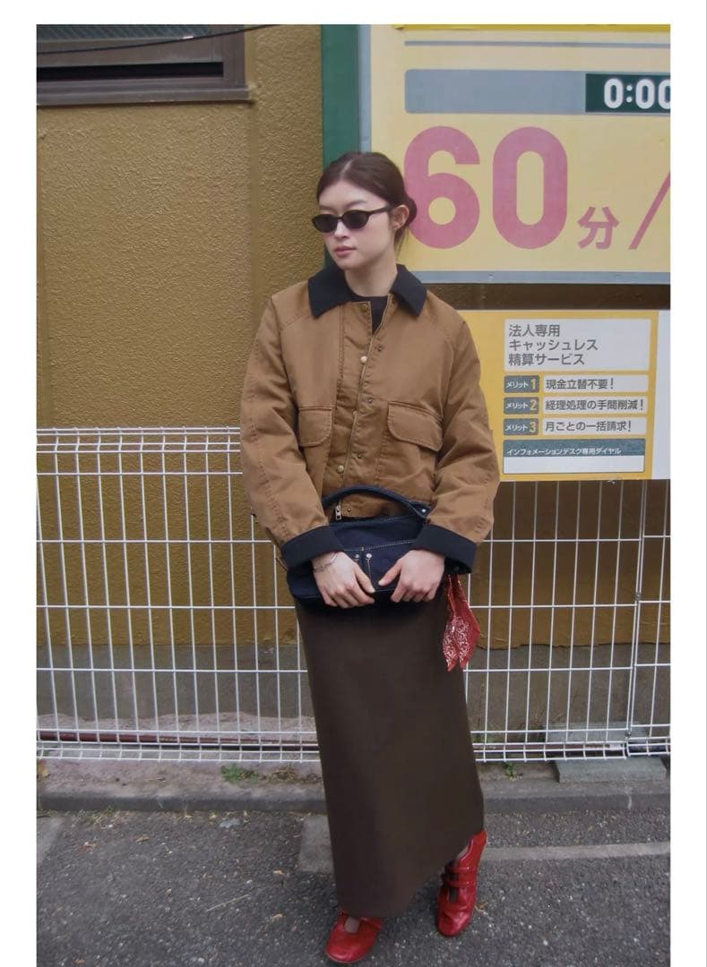 ZARA コントラストカラー　ワックスジャケット