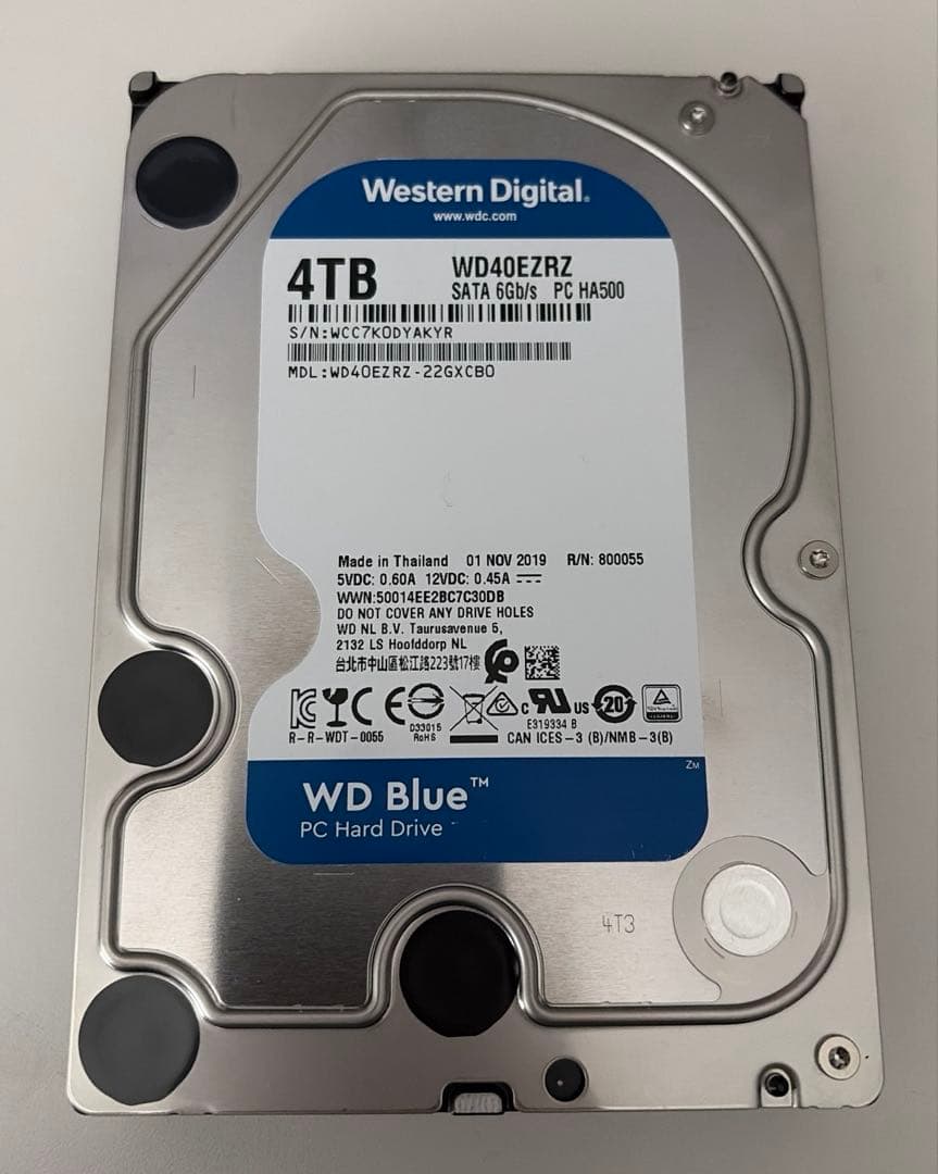 WD Blue HDD 4TB WD40EZRZ CMR方式 【動作確認済】