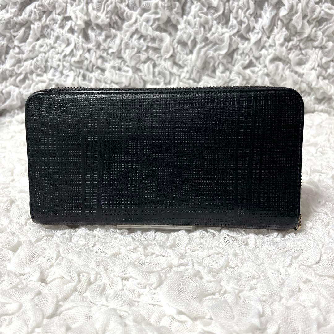 ロエベ　ラウンドファスナー　アナグラム　レザー　長財布 エンボス加工　レザー　黒