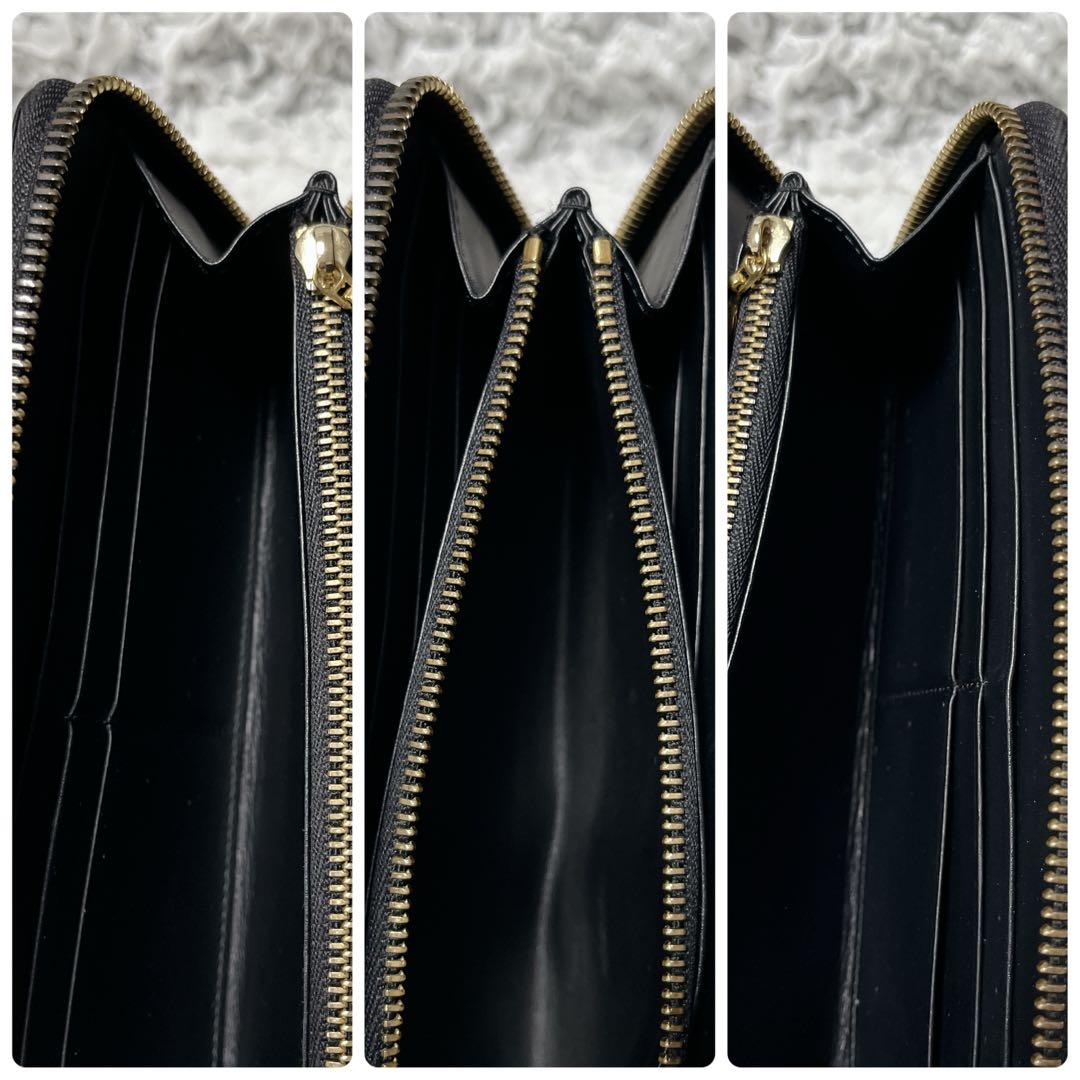 ロエベ　ラウンドファスナー　アナグラム　レザー　長財布 エンボス加工　レザー　黒