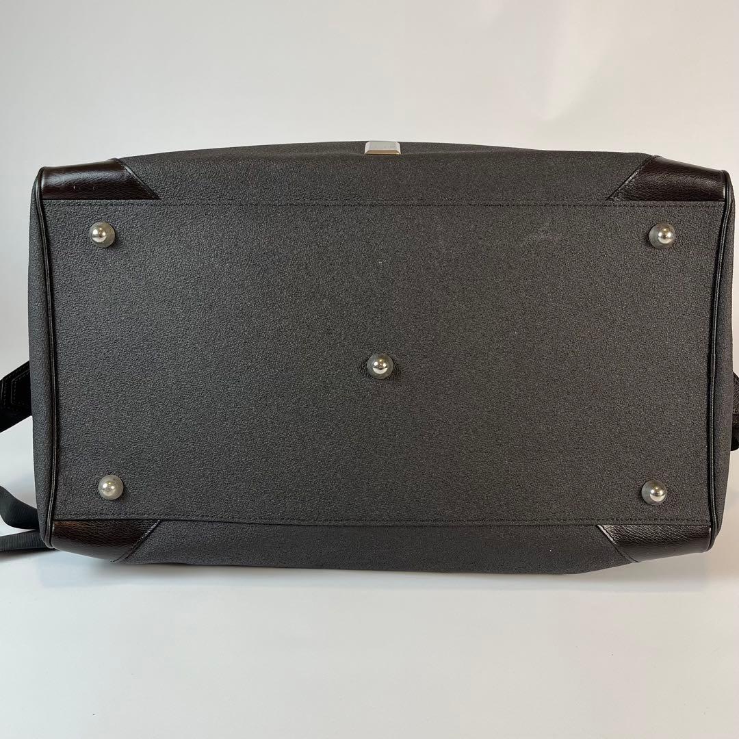 dunhill 2wayボストンバッグ　レザー　PVC チャコールグレー