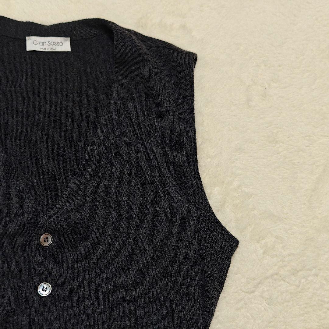 美品✨グランサッソ　ウールニットベスト　チャコールグレー　M相当