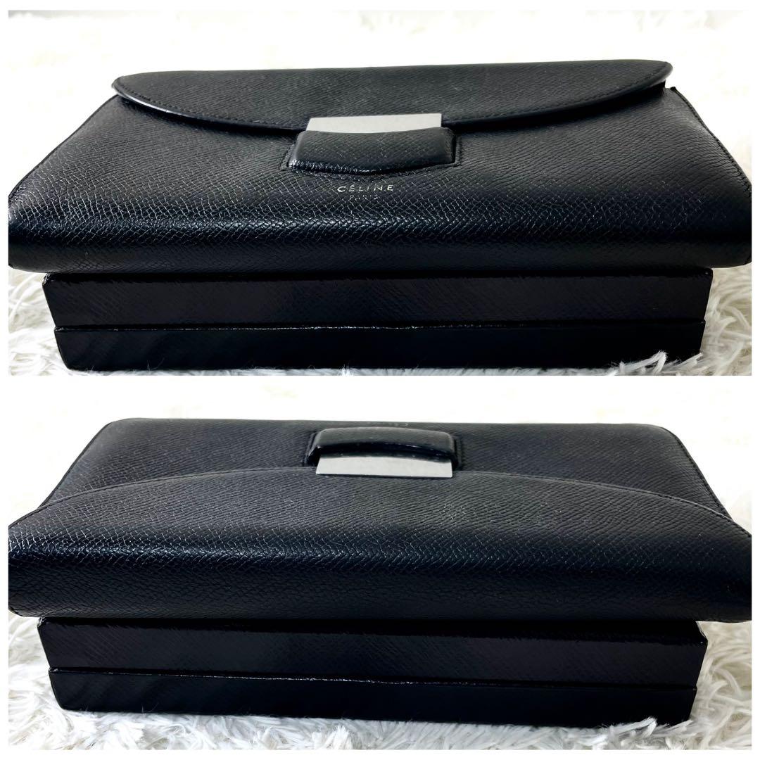 CELINEセリーヌ トロッター フラップマルチファクション カーフ 黒 長財布