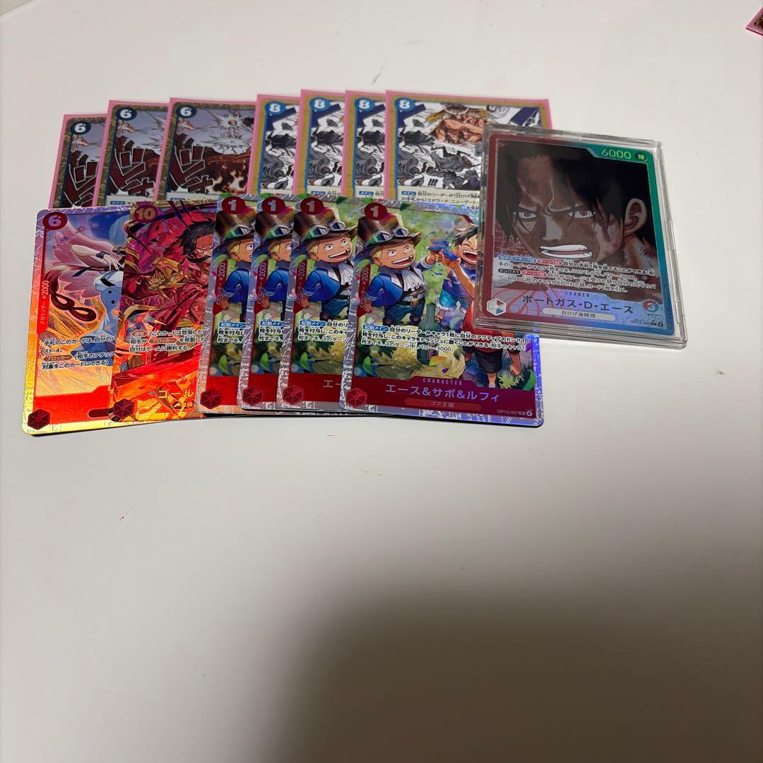 ワンピースカード 赤青エース デッキ デッキパーツ セット　リーパラ付き