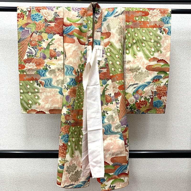 507ax12□お宮参り アンティーク 女児 祝い着 七五三にも 孔雀□状態良好