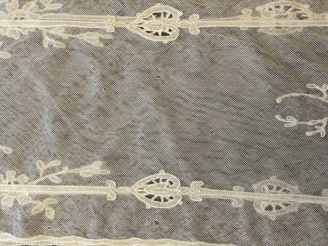 フランスアンティークレース　アンティークレースカーテン　ブロカント　2枚セット