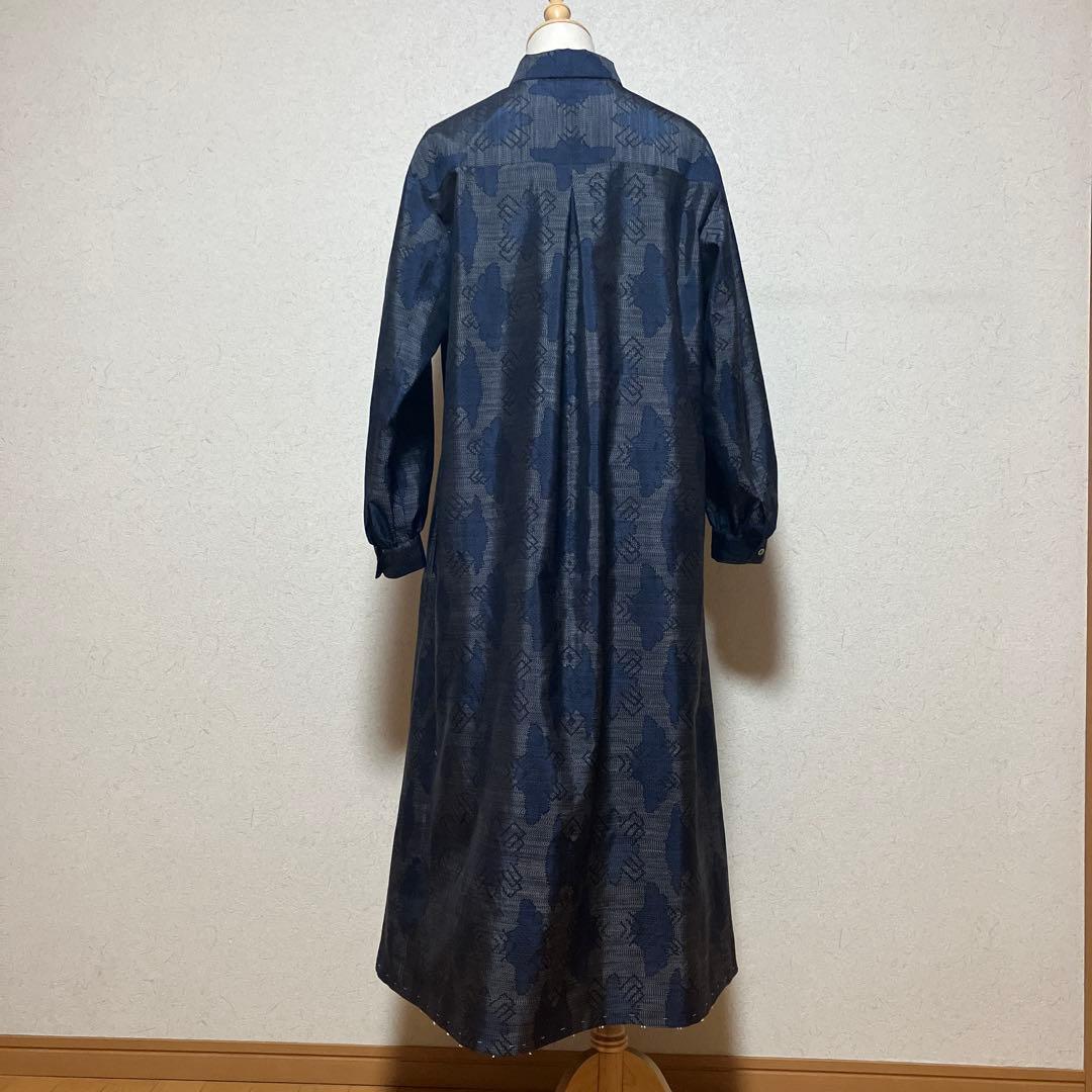 着物リメイク＊大島紬シャツワンピース