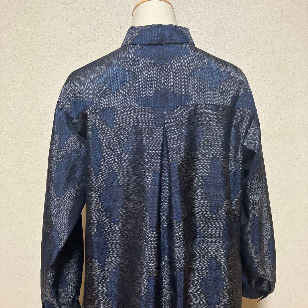 着物リメイク＊大島紬シャツワンピース