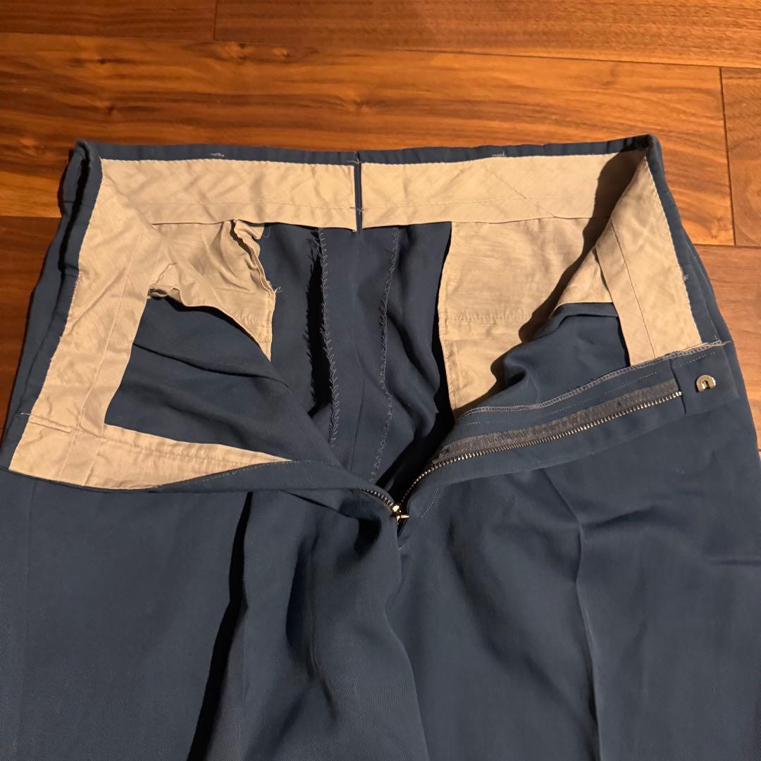 50s 60s レーヨンギャバジンスラックス　ギャバスラ　青