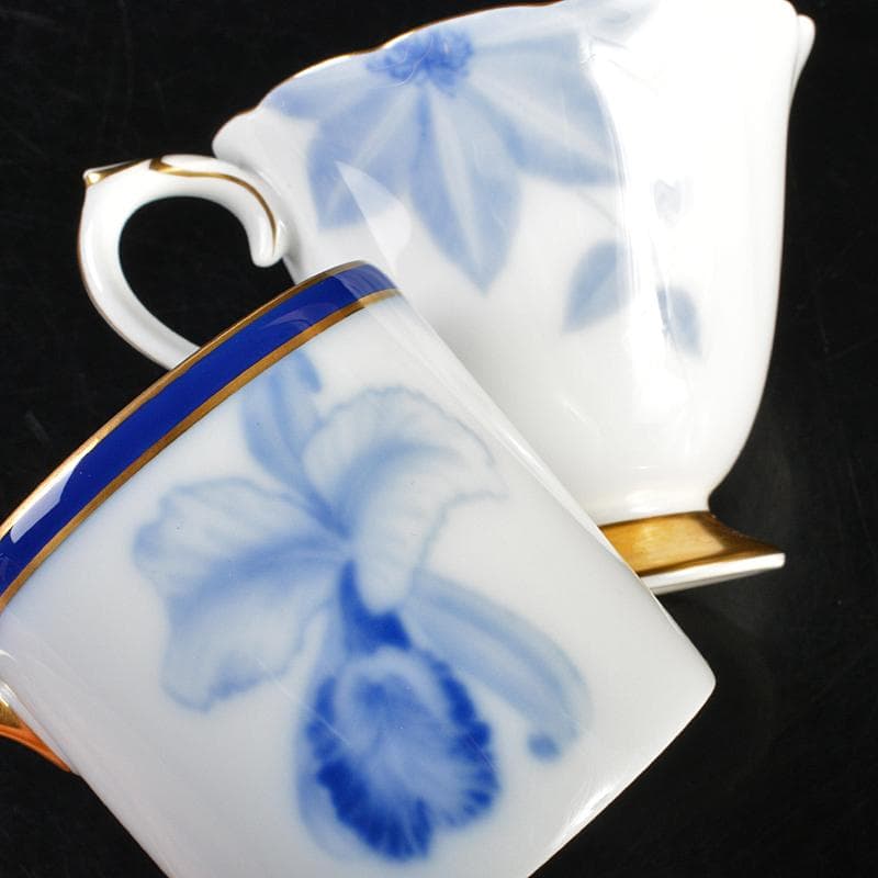 大倉陶園　染付金彩　コーヒーカップ＆ソーサー　2種2客　V　R7186