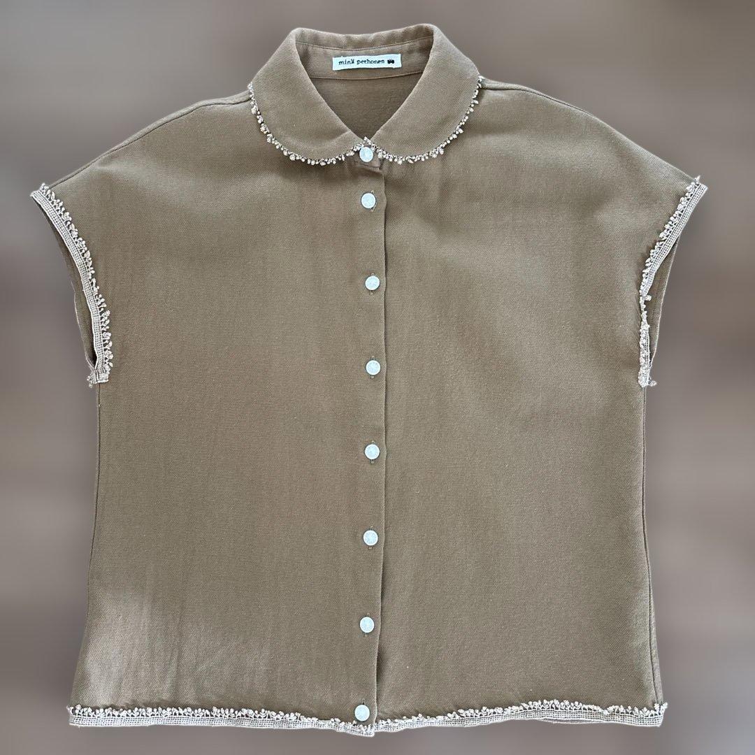 【セール】ミナペルホネン　ポロシャツ　フレンチスリーブ　Ischia