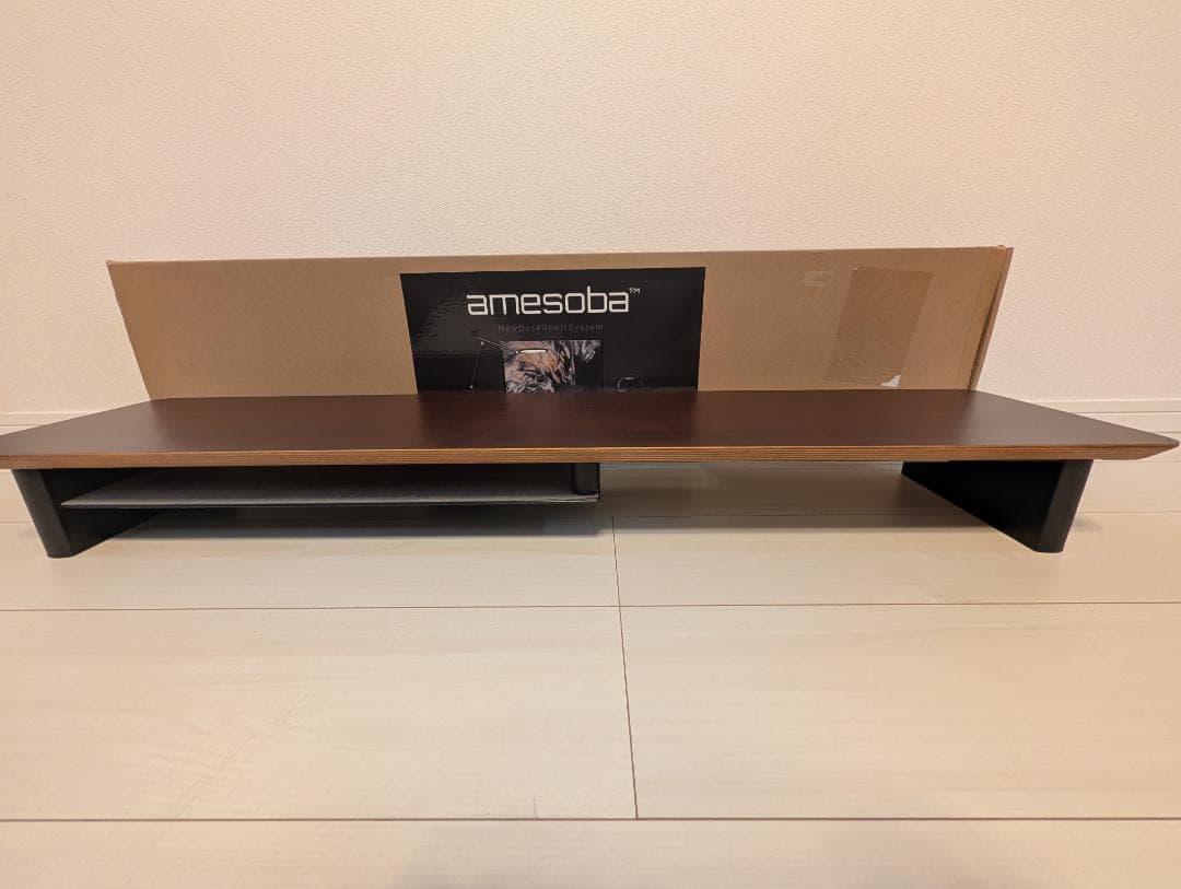 amesoba 木製 モニタースタンド 卓上 デスクシェルフ