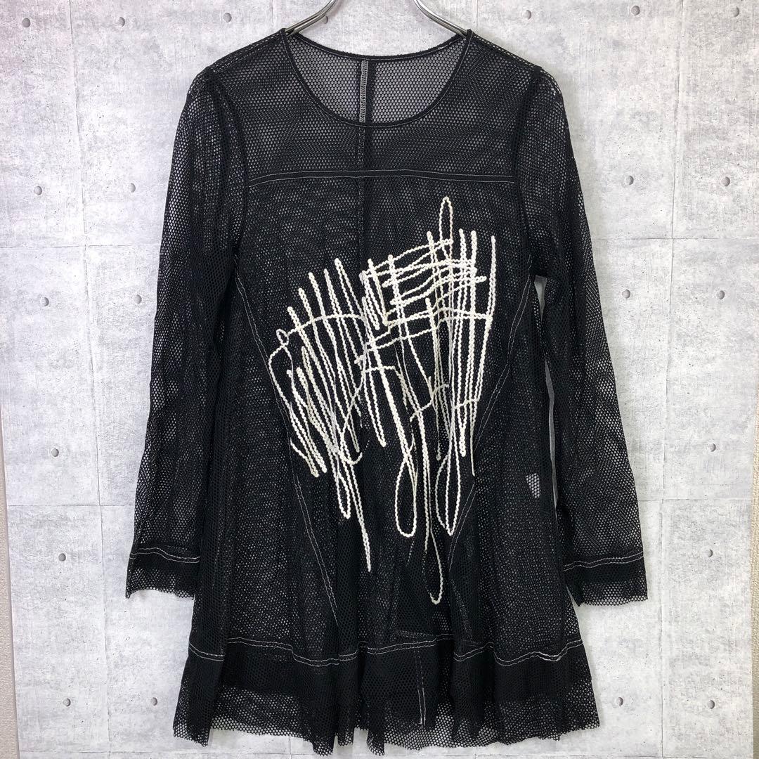 Eiko Kondo 日本製 アート風刺繍 メッシュ シースルー チュニック