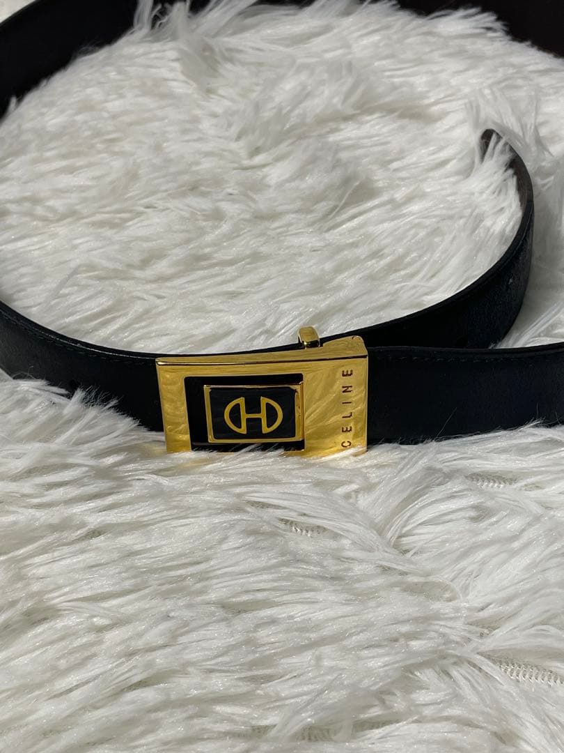 美品　CELINE セリーヌ ゴールドバックル 本革　レザーベルト ブラック