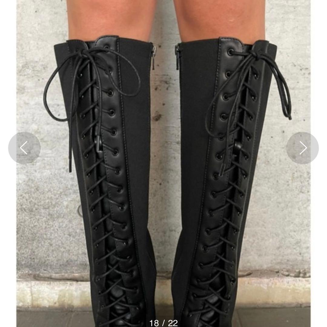 最終値下げ 新品 EGOIST エゴイスト サイドニットレースUPブーツ ロング