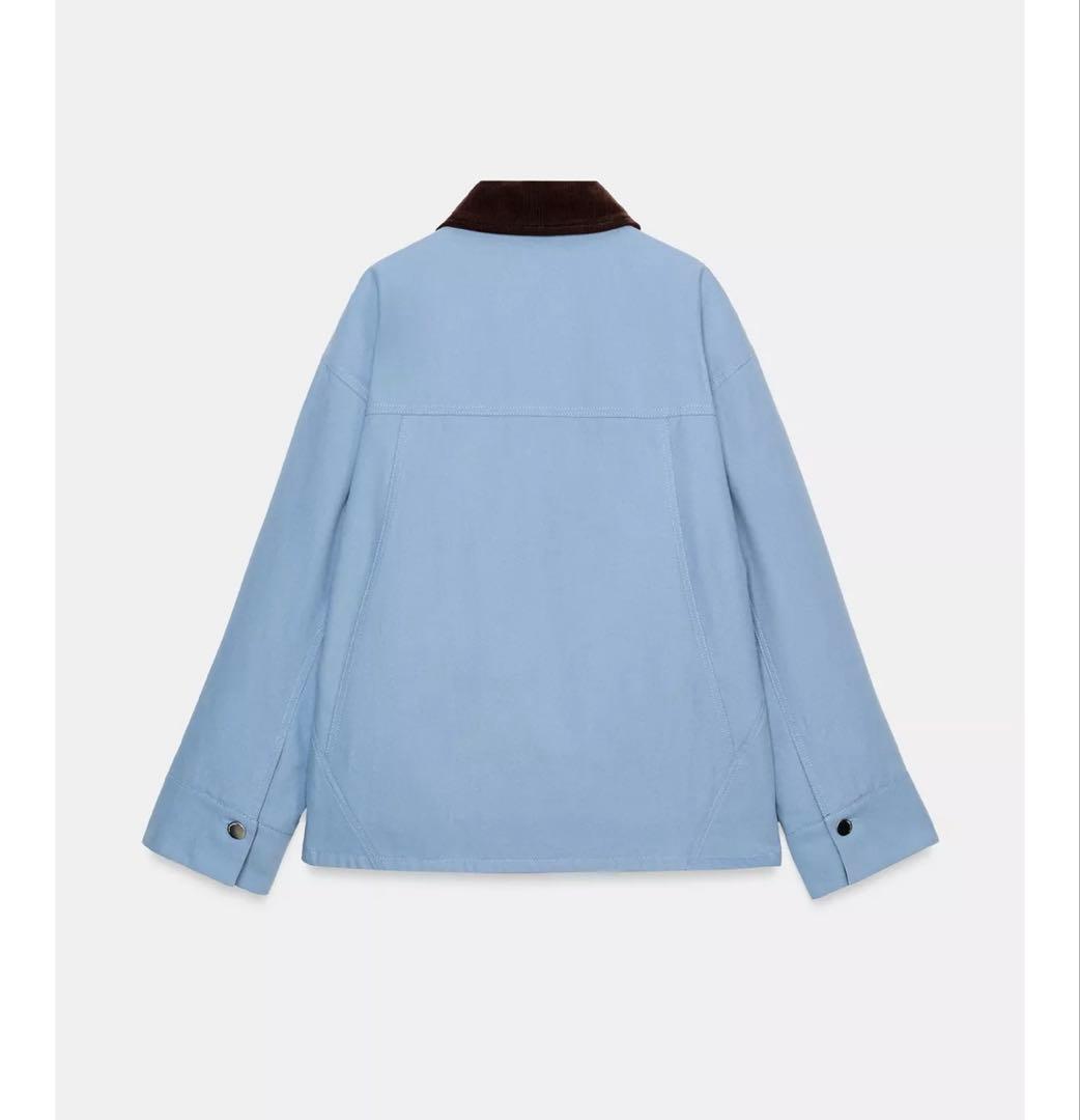 タグ付き新品★ZARAのコントラストカラーパフジャケット★Mサイズ★空色