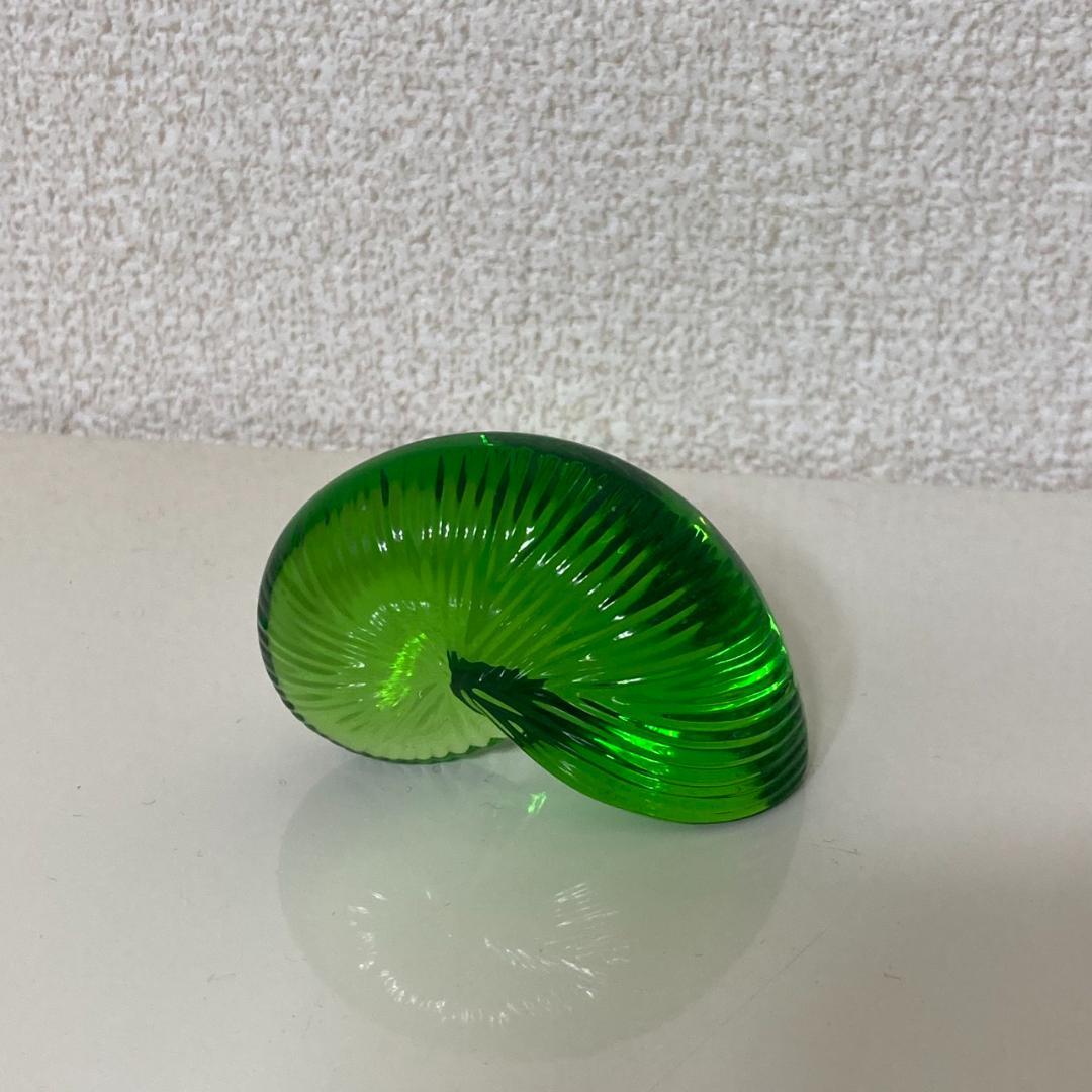 ▼Baccarat バカラ　アンモナイト　グリーン　フィギュリン　置物