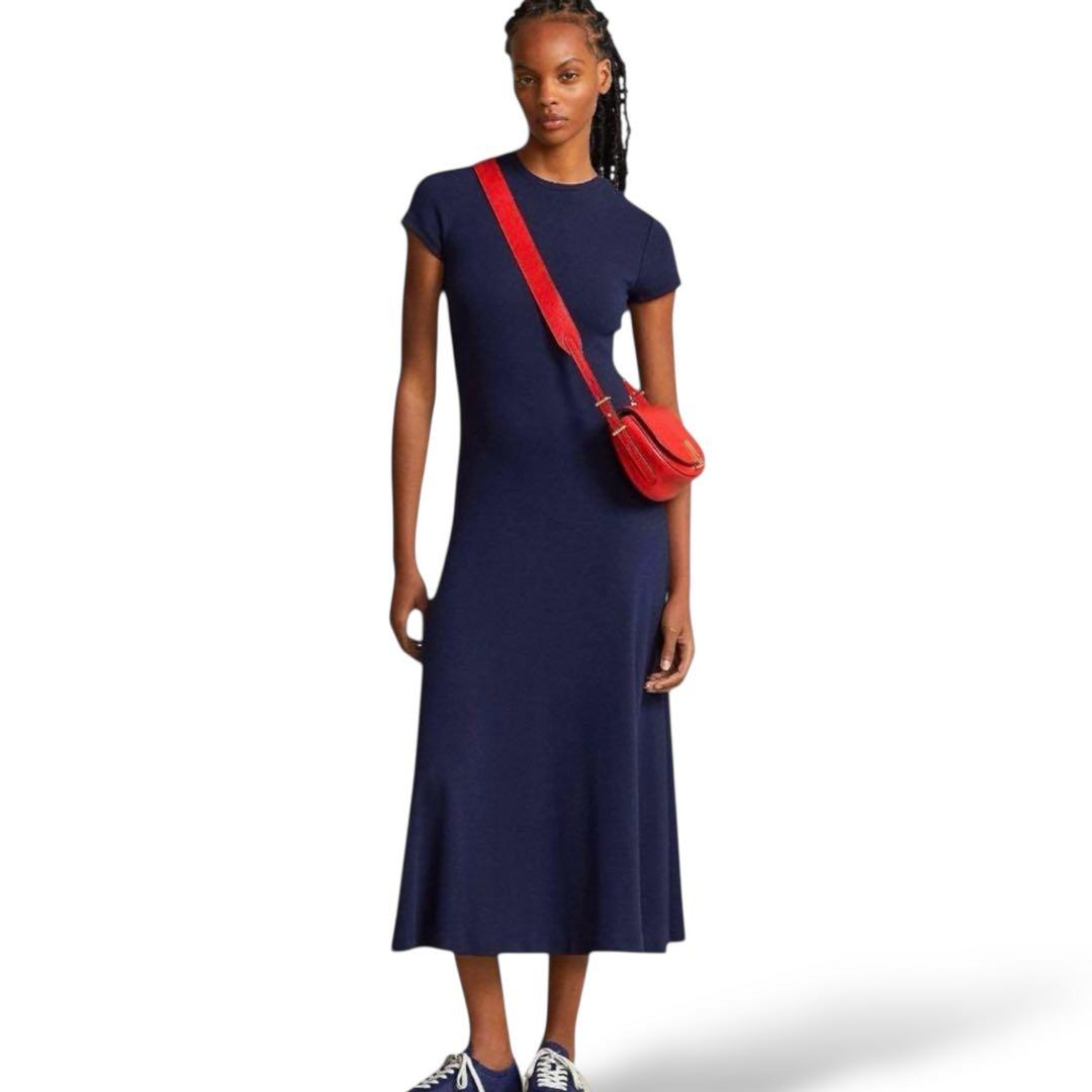 美品　ポロバイラルフローレン マキシ丈　ロングワンピース 半袖　ネイビー　主役級