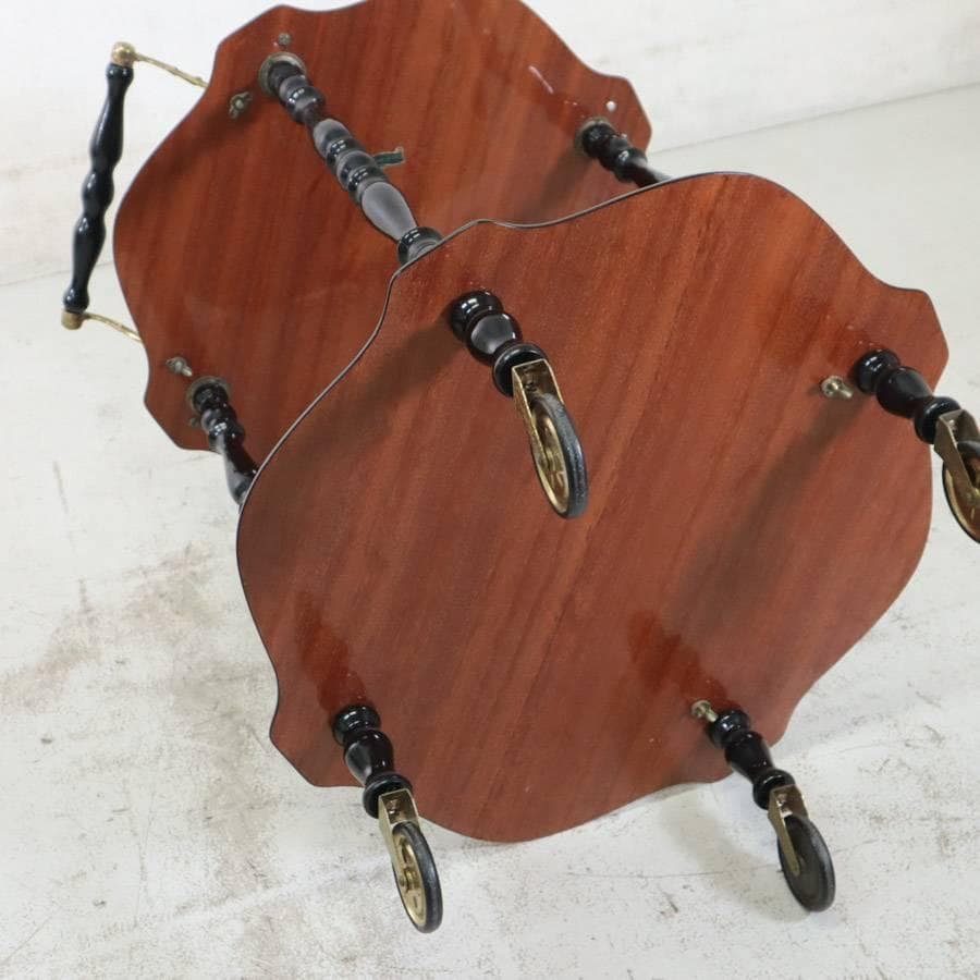 イタリア製 象嵌細工 サービスワゴン キッチンワゴン ワインテーブル ブルー