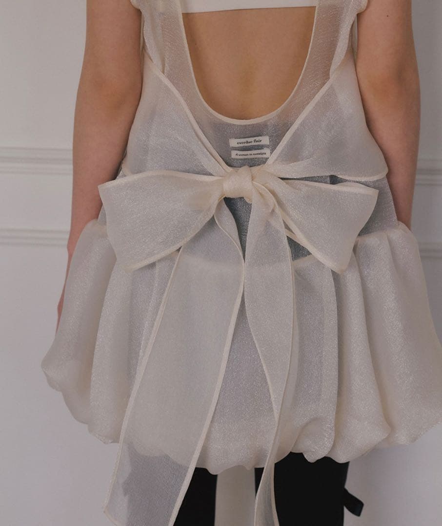 トップス ORGANZA BALLOON MINI DRESS CREAM