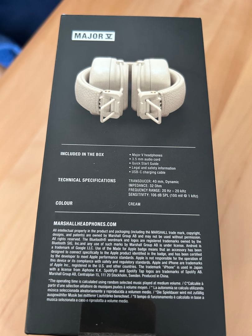 Marshall Major V ワイヤレスヘッドフォン クリーム開封済未使用品