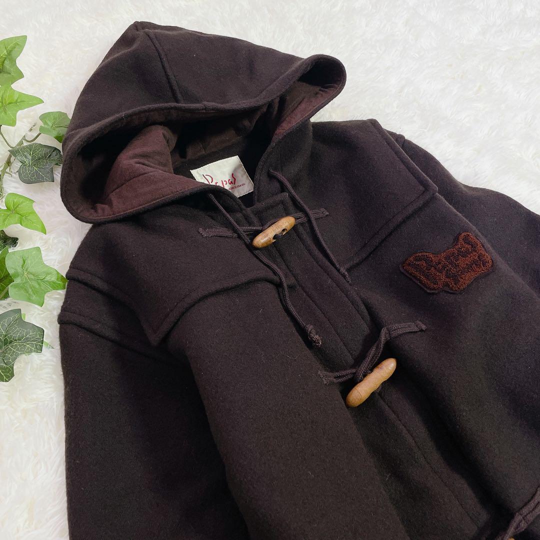 美品　パパス　オーバーサイズ　ウール　ダッフルコート　ロゴワッペン付　M