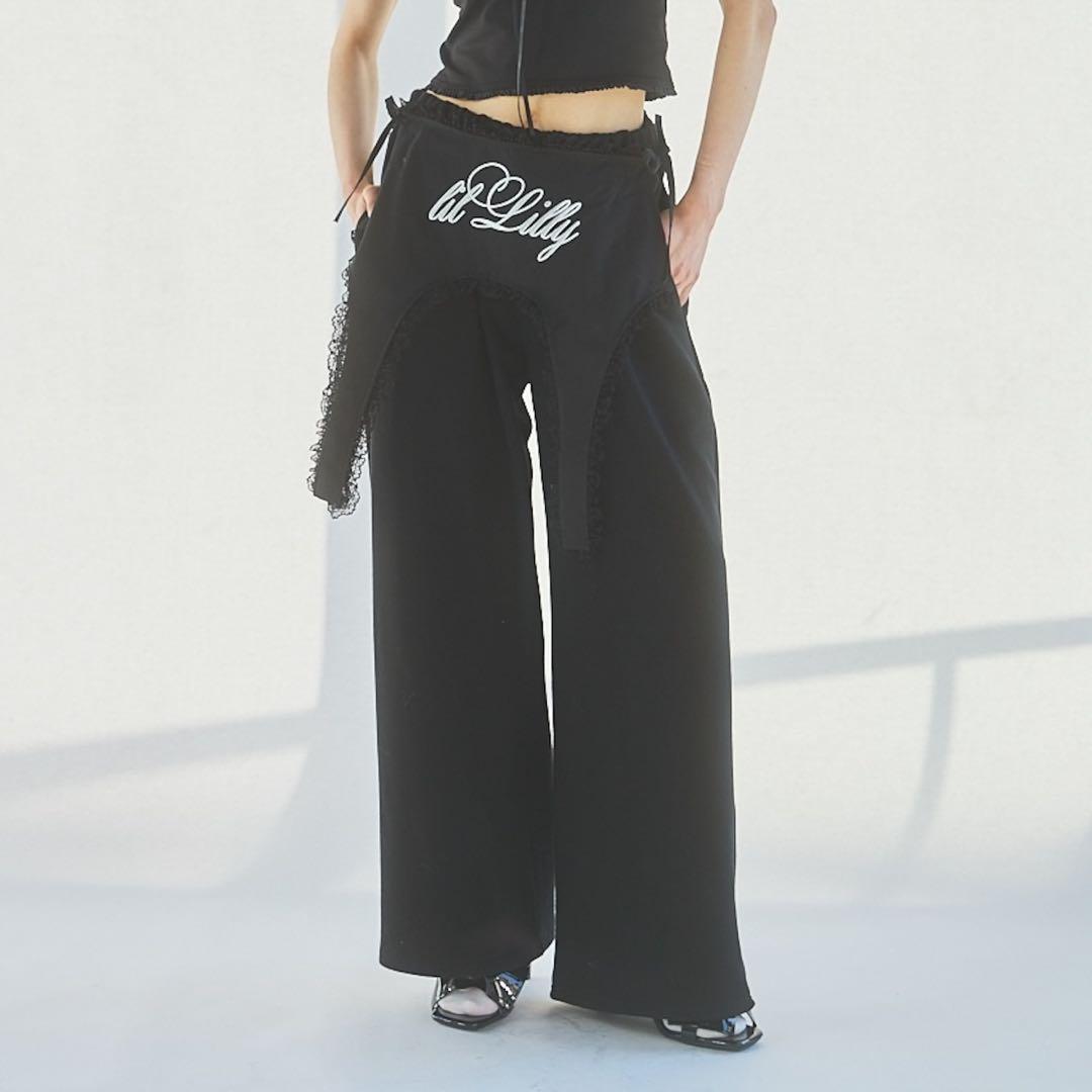 ♡ lilLilly S/S ガータースウェットパンツ Black