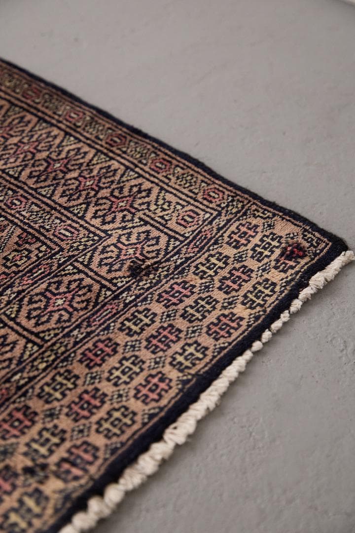 ヴィンテージラグ トライバルラグ　ラホール産（136×65cm）紺　黒　ベージュ