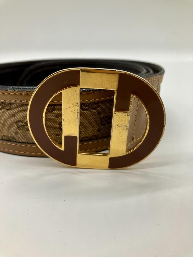 GUCCI ヴィンテージ マイクログッチシマ キャンバス ゴールド金具 ベルト