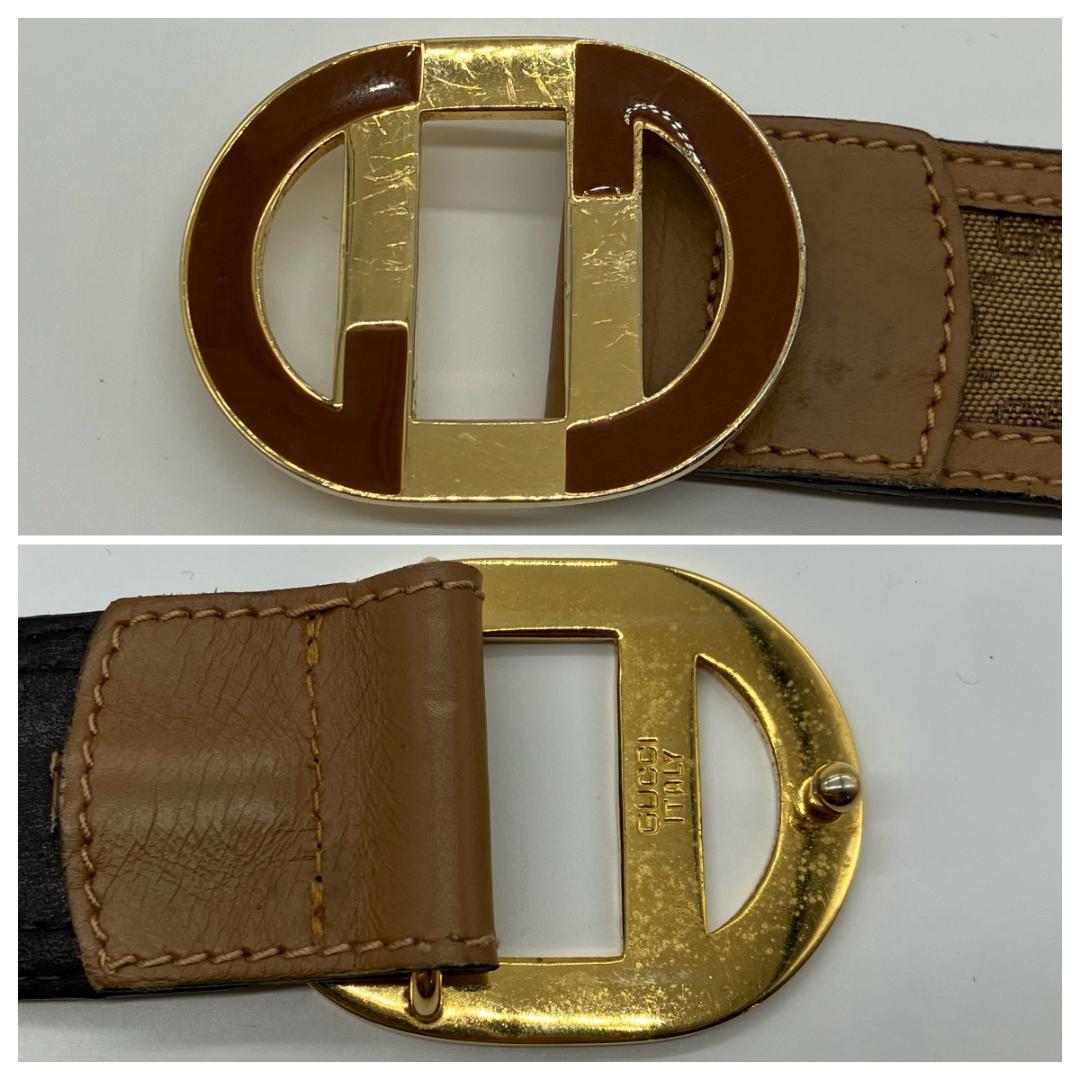 GUCCI ヴィンテージ マイクログッチシマ キャンバス ゴールド金具 ベルト
