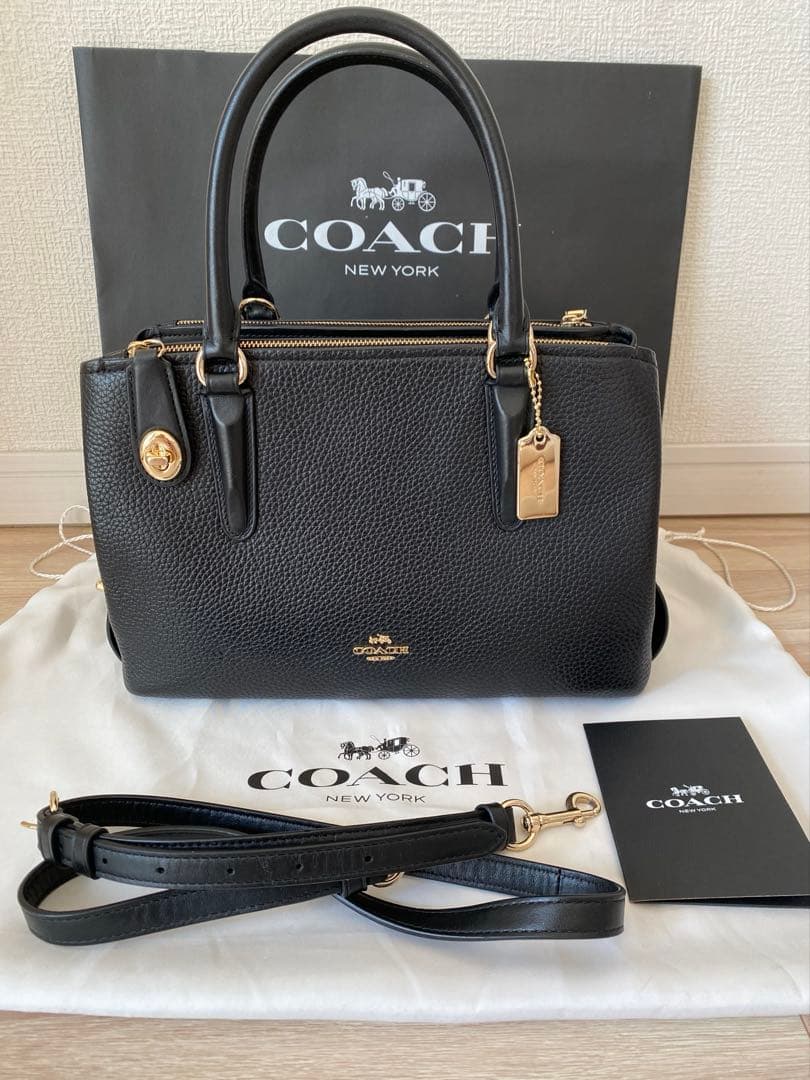 COACH ブラック レザー ハンドバッグ　ショルダーバッグ　正規品　2way