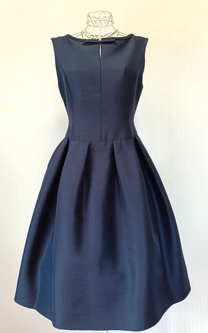 ☆FOXEYフォクシーシルクウールドレスアルドワーズリボンワンピース40☆