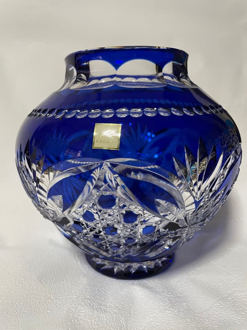 カガミクリスタル・江戸切子花瓶（木村秋男氏デザイン）