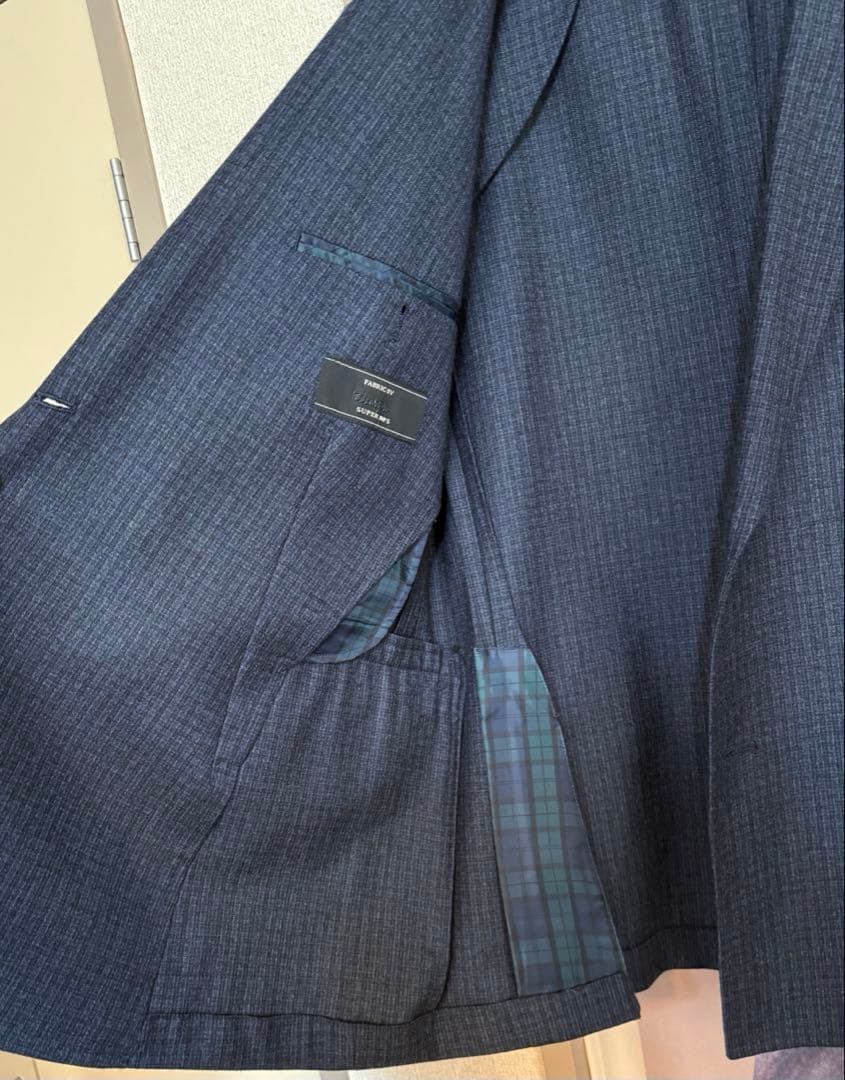 スーツセレクト マルゾット チェック ダブルブレスト セットアップ ネイビー