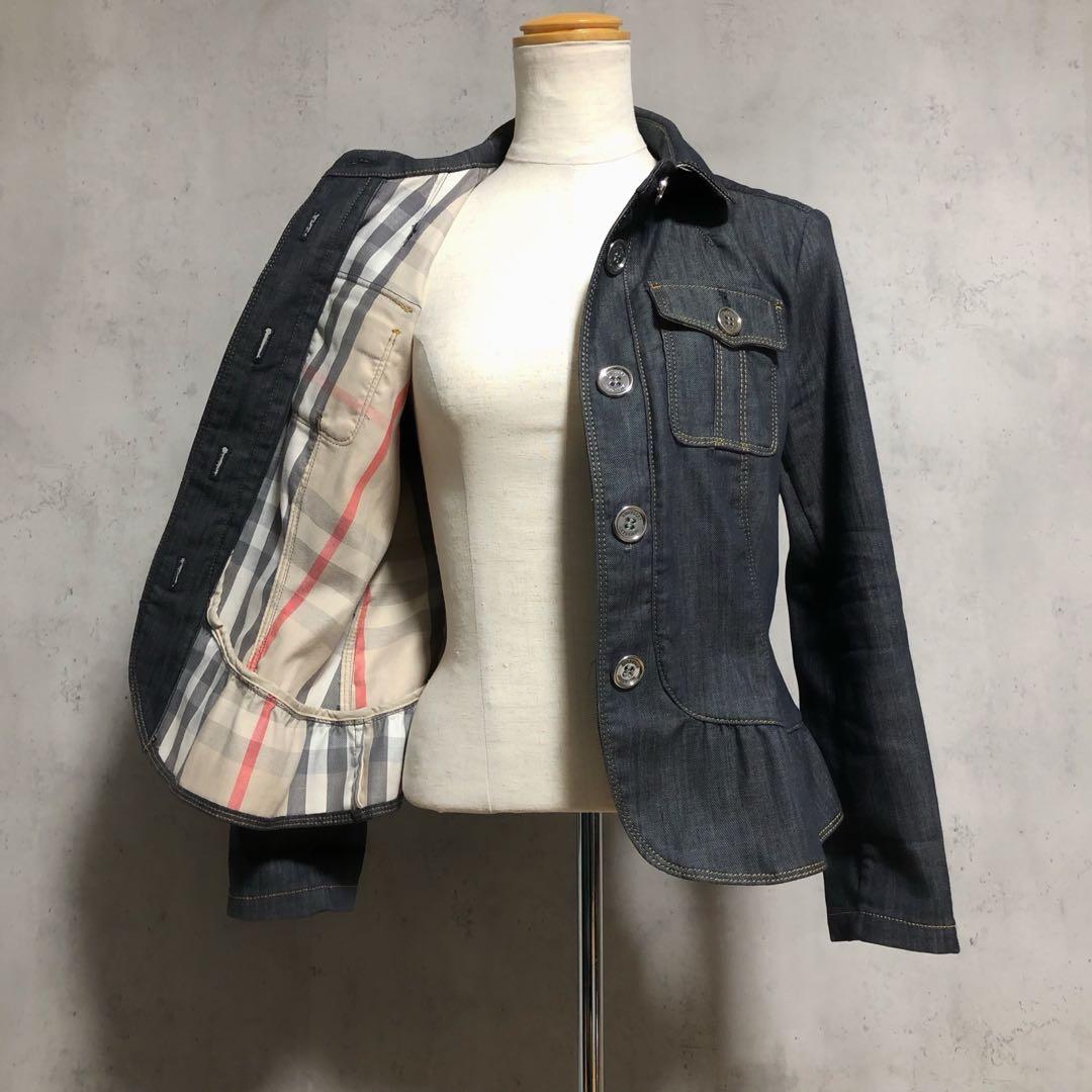 J*Y様 良品　BURBERRYバーバリーロンドン フリルデニムジャケット　ロゴ