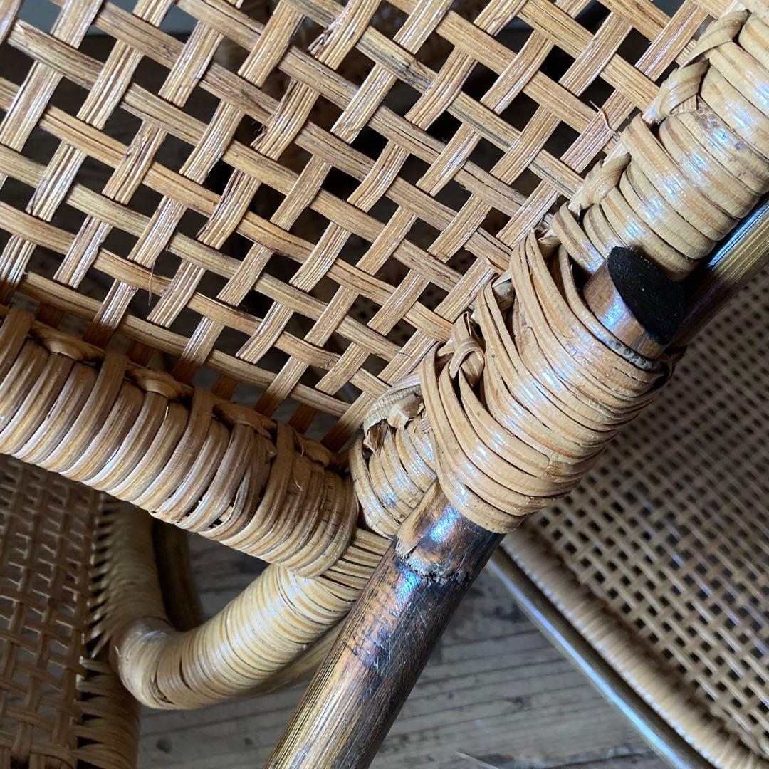 2脚セット ヴィンテージラタン 座椅子 和モダン レトロ 古民家