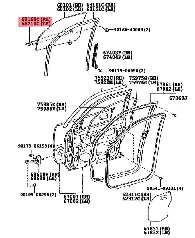 コミタ様 トヨタ ハイラックス サーフ 210/215 ドア ウェザーストリップ