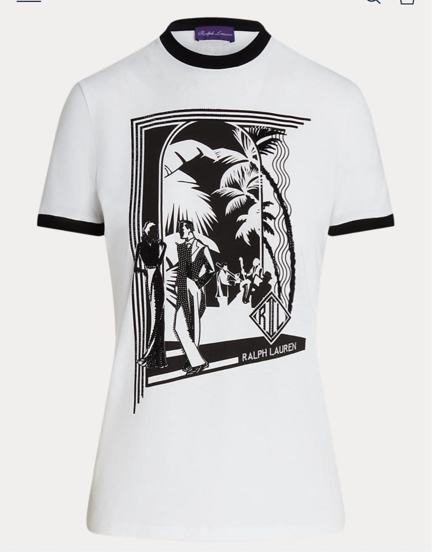 美品꧁ラルフローレン꧂エンベリッシュド ジャズ クラブ ジャージー Tシャツ